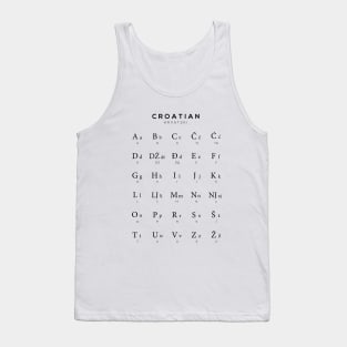 Croatian Alphabet Chart, Croatia Language Chart, White Tank Top